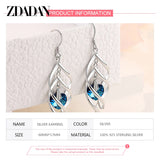 Sterling silver crystal long dangle earrings for women by HSF Marketplace