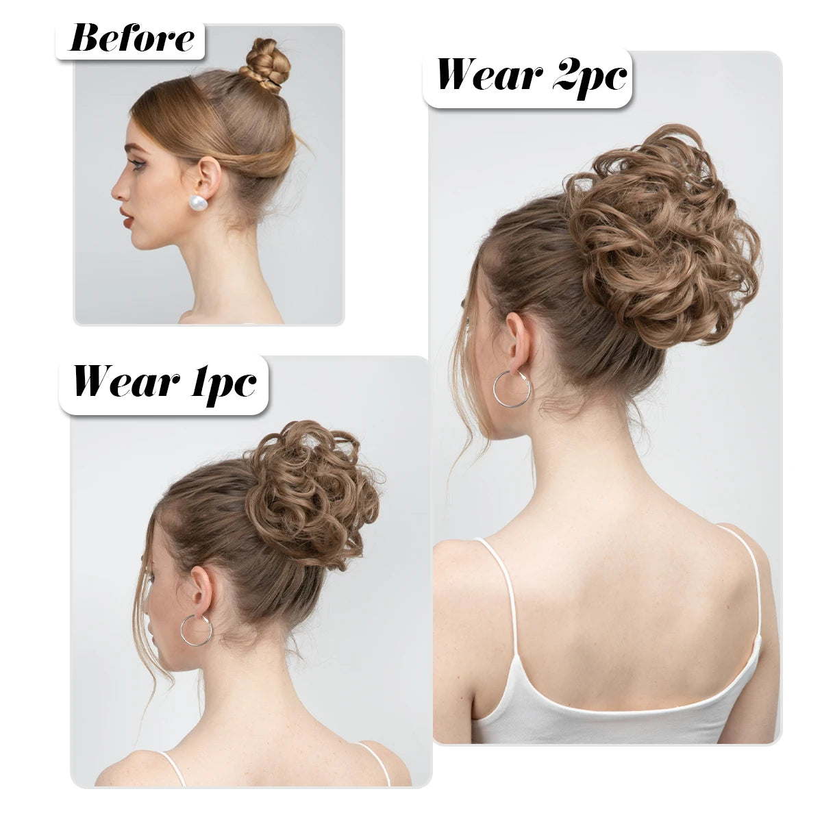 Synthetic messy curly hair bun extension scrunchie chignon donut updo hairpiece for women by HSF Marketplace