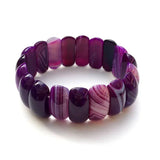 Genuine Natural Botswana Agate Gemstone Bracelets Woman Lady Stretch Crystal Rectangle Bead Bangle Onyx Bracelet 10*25mm