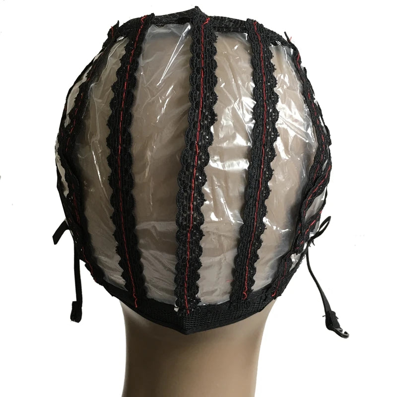 5 Pcs Black Plastic Wig Making Cap for Machine Wigs Hair Net with Adjustable Strap Wig Net