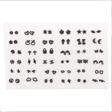 HSF Marketplace multicolor cartoon star and moon hypoallergenic plastic stud earrings set, 36 pairs
