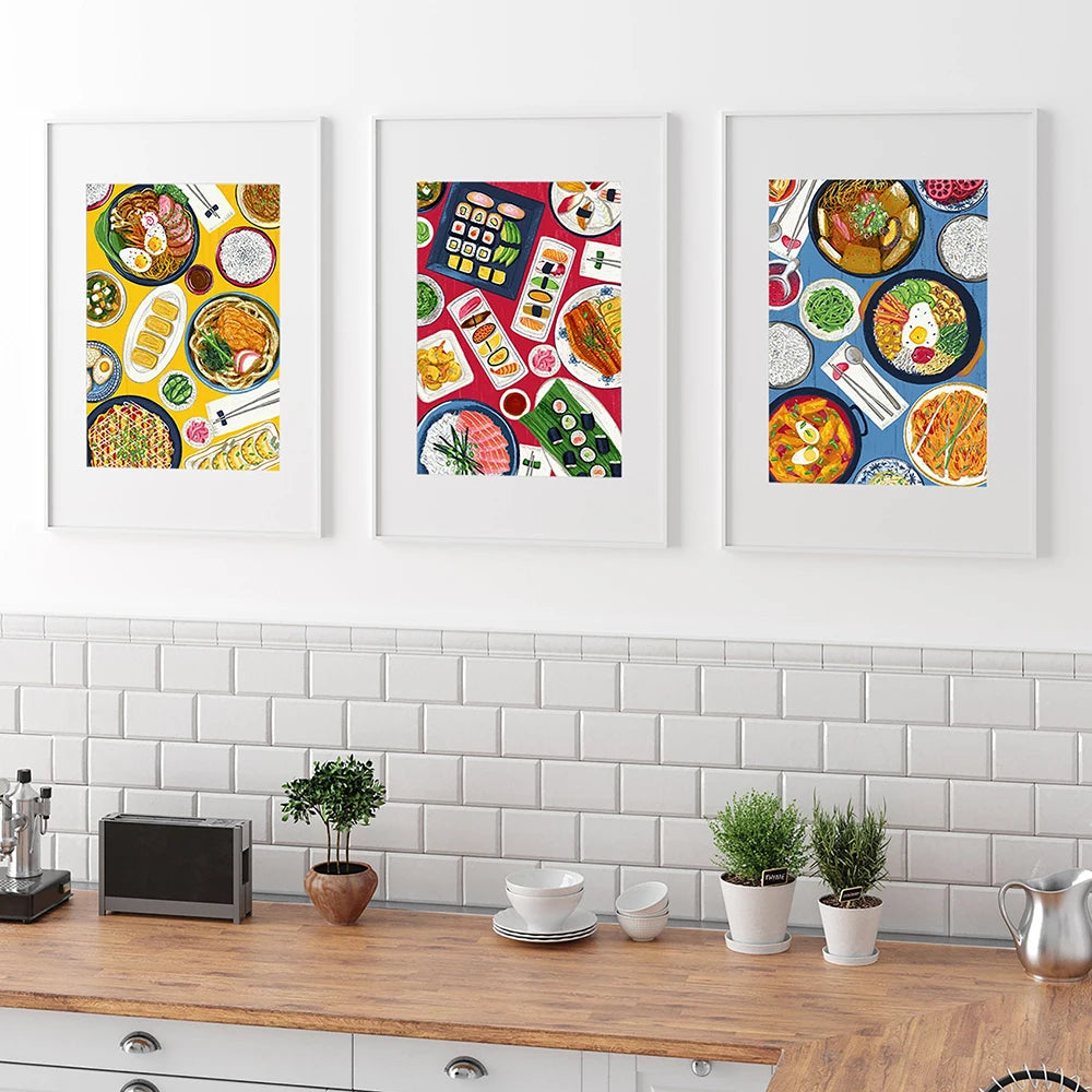 Sushi canvas art by HSF Marketplace featuring colorful sushi for modern kitchen decor