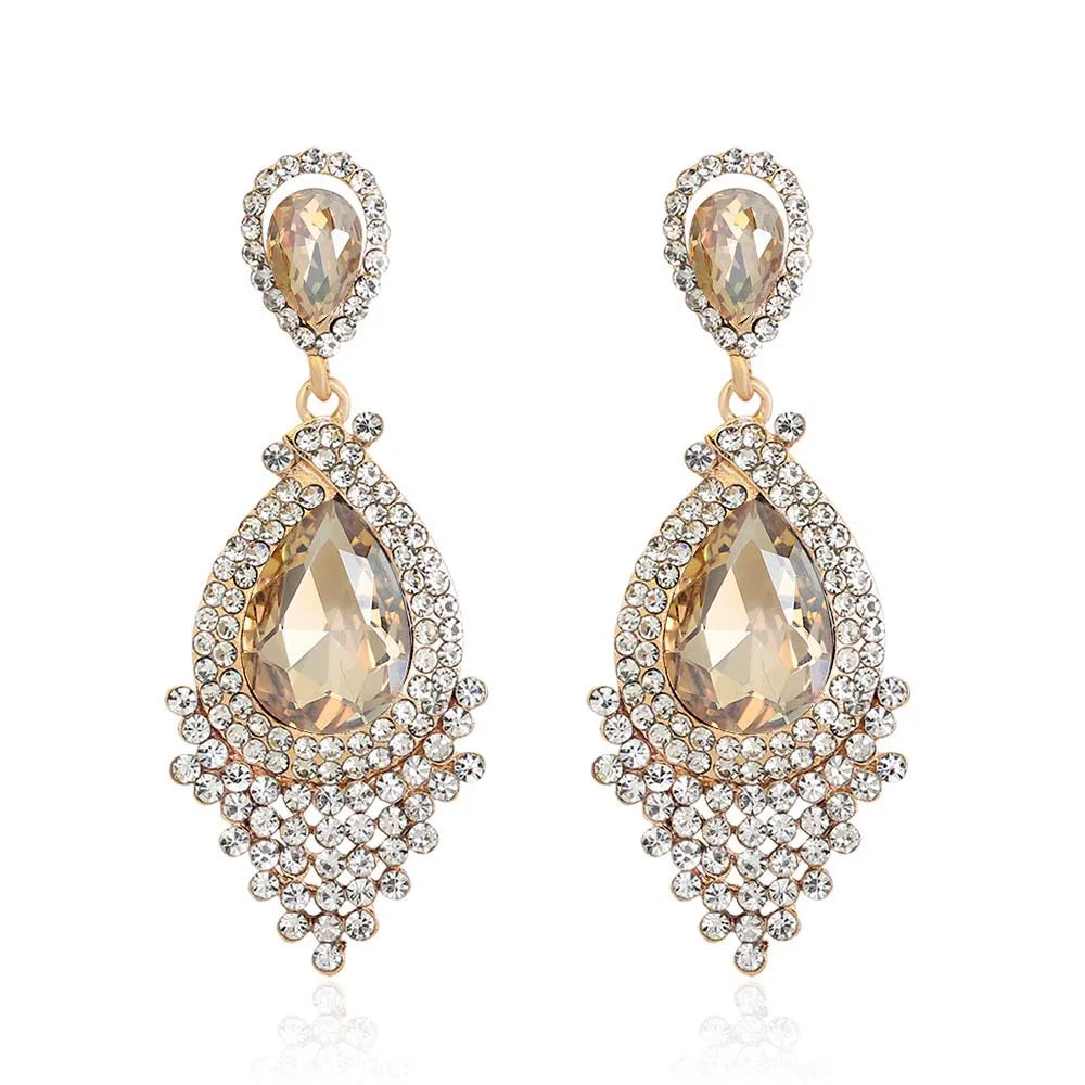 HSF Marketplace champagne crystal drop earrings for elegant wedding looks