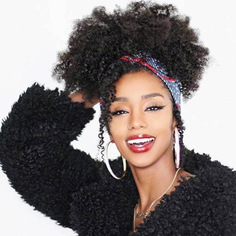 Afro Kinky Curly Ponytail Remy Hair Pieces For Women Natural Black Clip In Ponytails Drawstring Human Hair Dolago Products