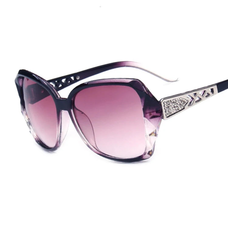 Women's fashion square purple mirrored sunglasses with oversized frames and sun protection lenses
