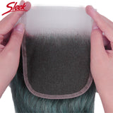 Sleek Brazilian Straight Hair Bundles With Closure S BLUE Hair Weave 10-26 Inches Remy Human Hair 3 Bundles With Closure