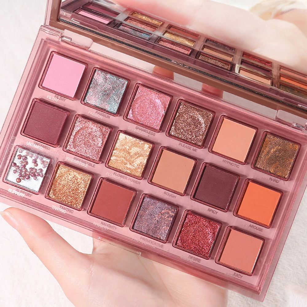 18-color pomegranate seeds eyeshadow palette with shimmer and matte shades, HSF Marketplace makeup palette