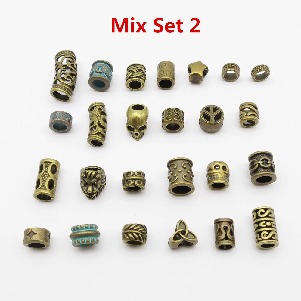 25Pcs/Lot mix metal set for hair braid dread dreadlock beads tube rings Jewelry dreadlock accessories