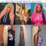 4x4 Closure with 613 Blonde Color Deep Wave Hair 100% Remy Human Hair Bundles Brazilian Hair Weave Bundles with Lace Closure 4x4