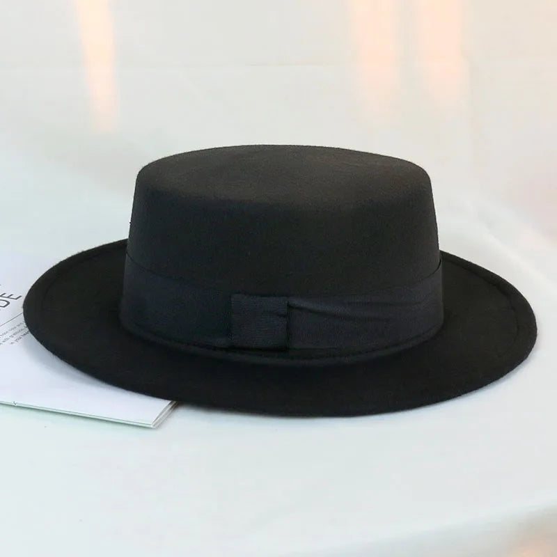 Winter Spring Imitation Woolen Women Hat Ladies Fedoras Top Jazz Round Cap Female Bow Ribbon Bowler Hats