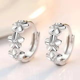 925 sterling silver hoop earrings with flower design for women by HSF Marketplace