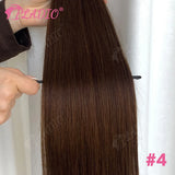 Straight Brazilian Remy human hair wrap-around ponytail extension with clip-in attachment, 12–28 inch length