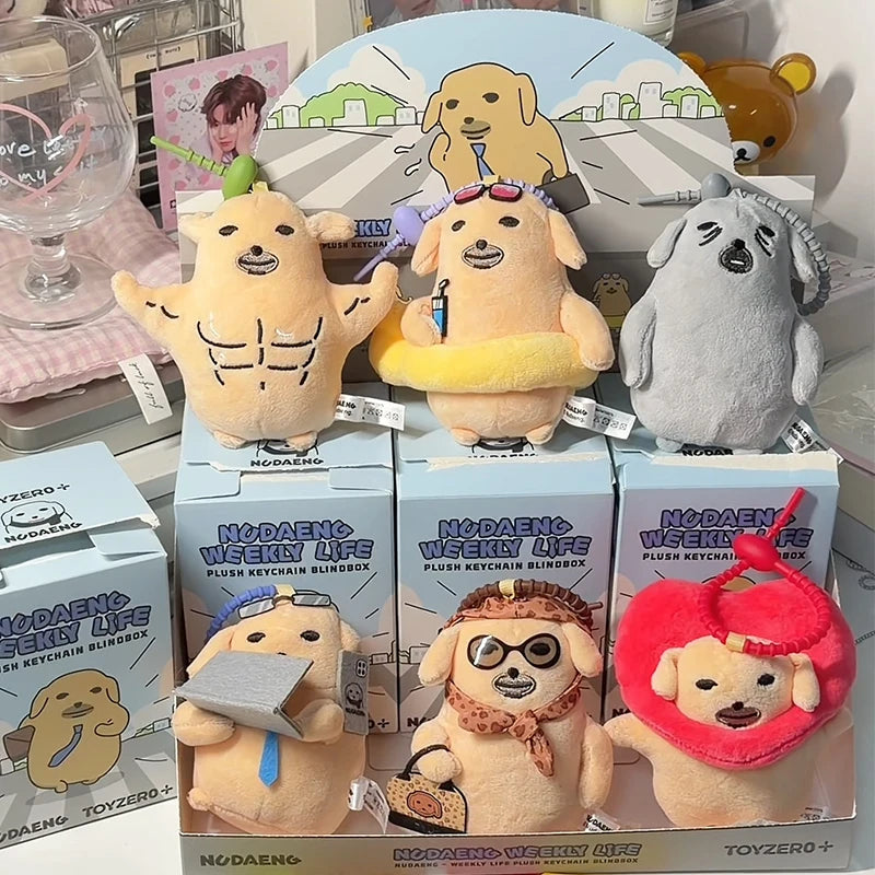 Nudaeng Weekly Life plush puppy keychain blind box anime pendant collectible toy by HSF Marketplace