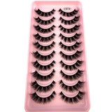 10 pairs of fluffy 3D faux mink false eyelashes by HSF Marketplace on a white background