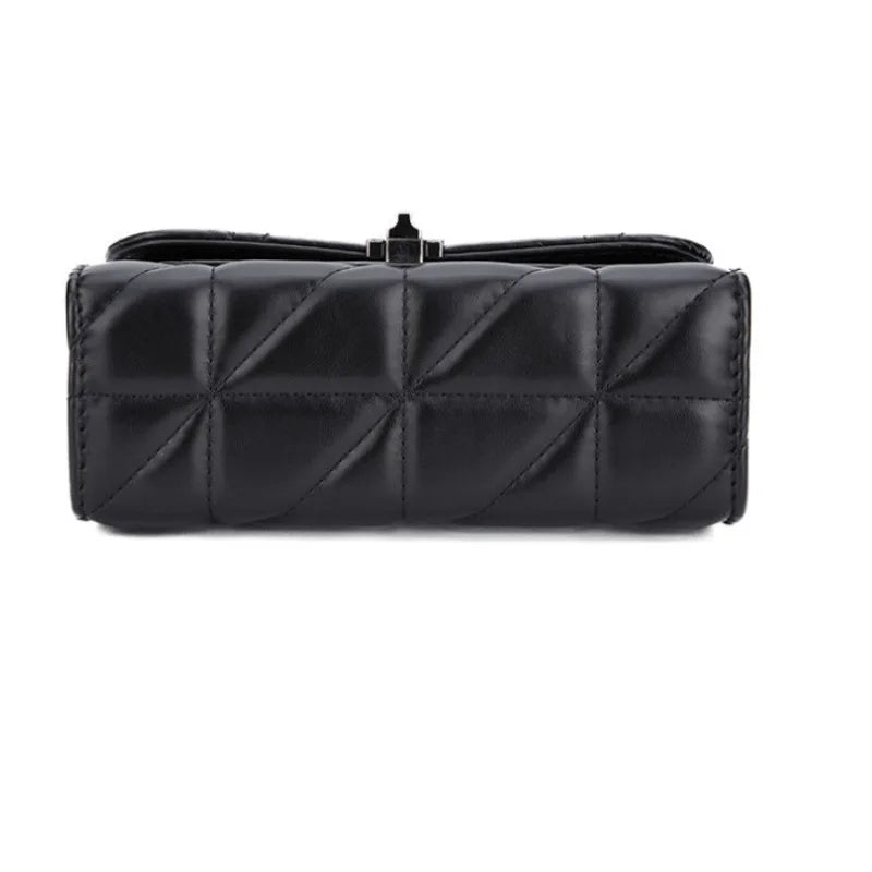 Fashionable women's quilted leather shoulder bag with buckle chain and diamond grid embroidery, mini crossbody purse by HSF Marketplace.