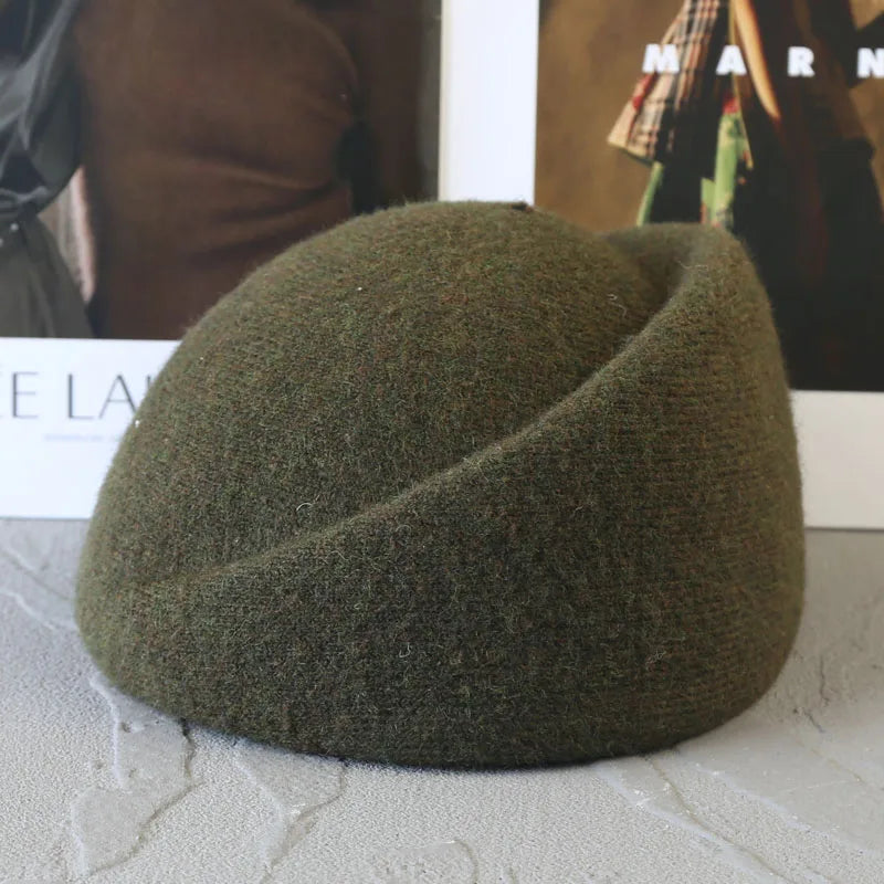 Women's warm wool blend winter beret hat in an elegant style by HSF Marketplace