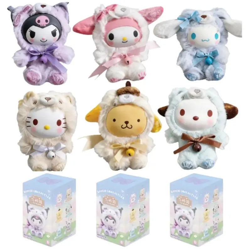 Sanrio Fox Island Blue Flutter vinyl plush blind box featuring Hello Kitty and Kuromi pendants
