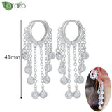 925 sterling silver hoop earrings with sparkling zircon crystal tassels, HSF Marketplace jewelry