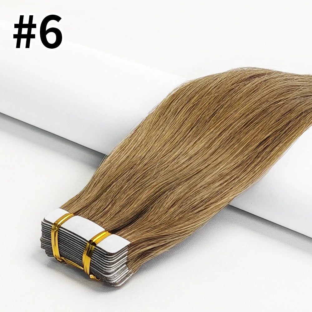 HSF Marketplace straight black Remy human hair tape-in extensions, 20-piece seamless skin weft set
