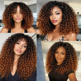 15A T1B/30 TB30 Highlight Kinky Curly Feather Crochet Human Hair Miracle Knots Knotless Pre Separated Pre Looped Small Spirals Deep Curly Human Hair Extensions Invisible Boho Braiding Light Brown Crochet Hair For Women