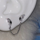Silver wing 316L stainless steel ear bone nail with rhinestones for women, HSF Marketplace jewelry