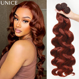 Reddish brown body wave human hair bundles with lace closure by HSF Marketplace