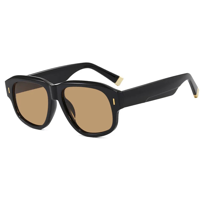 Thick polygonal square tortoise shell sunglasses with retro gradient lenses and UV400 protection for men and women.