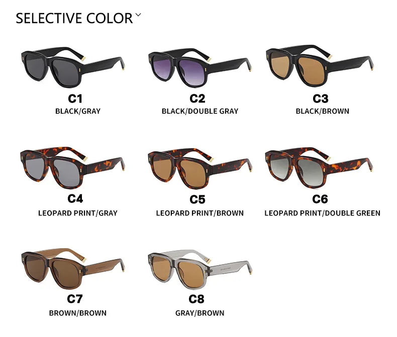 Thick polygonal square tortoise shell sunglasses with retro gradient lenses for men and women, UV400 protection, outdoor fashion eyewear.