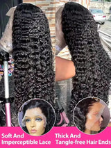 40 Inch 13X4 13x6 Deep Wave HD Transparent Lace Frontal Wigs Water Wave 250% Density Lace Front Wig Brazilian Pre Plucked With Baby Hair  Wig Natural Black Color Human Hair Wigs For Women