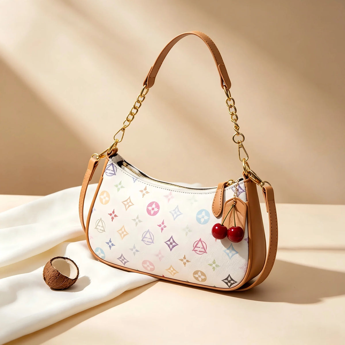 Pink star letter crescent shoulder bag by HSF Marketplace for women