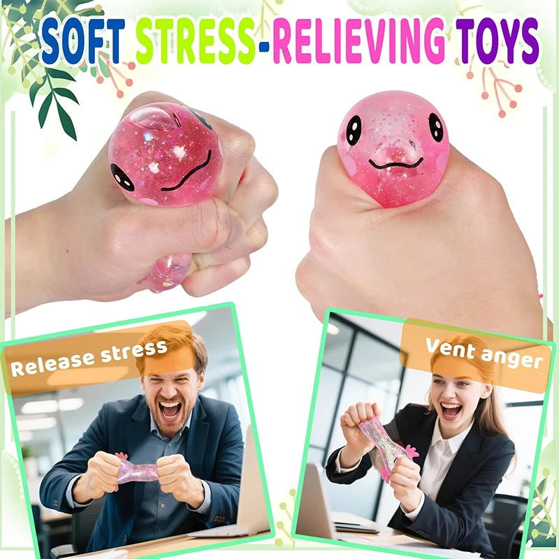 Squishy Maltose Axolotl Fidget Toys Soft Glitter Slow Rebound Anxiety Relief Squeeze Stress Ball ASMR Sensory Anti Stress Toy