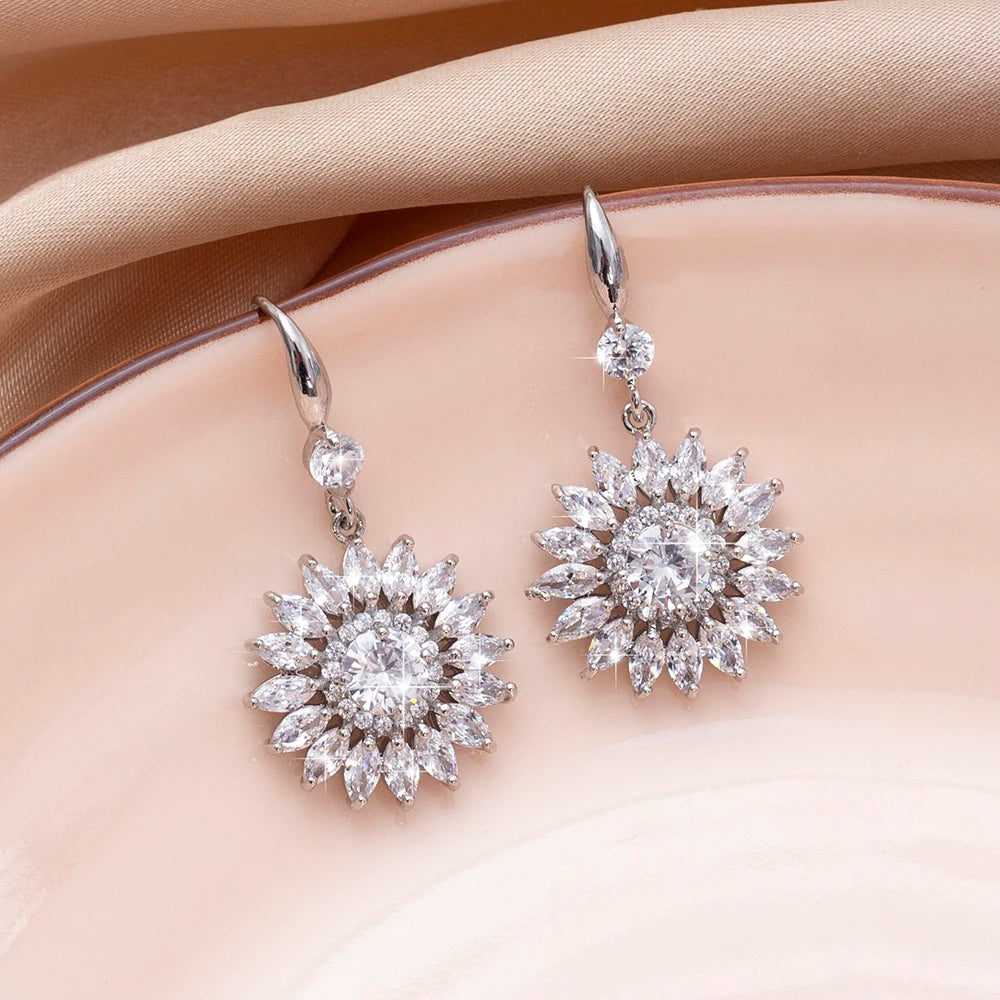 Women's Full Zircon Tassel Earrings Dangle Green Vintage Style Luxury Wedding Jewelry Christmas Valentine's Day Gift Accessories