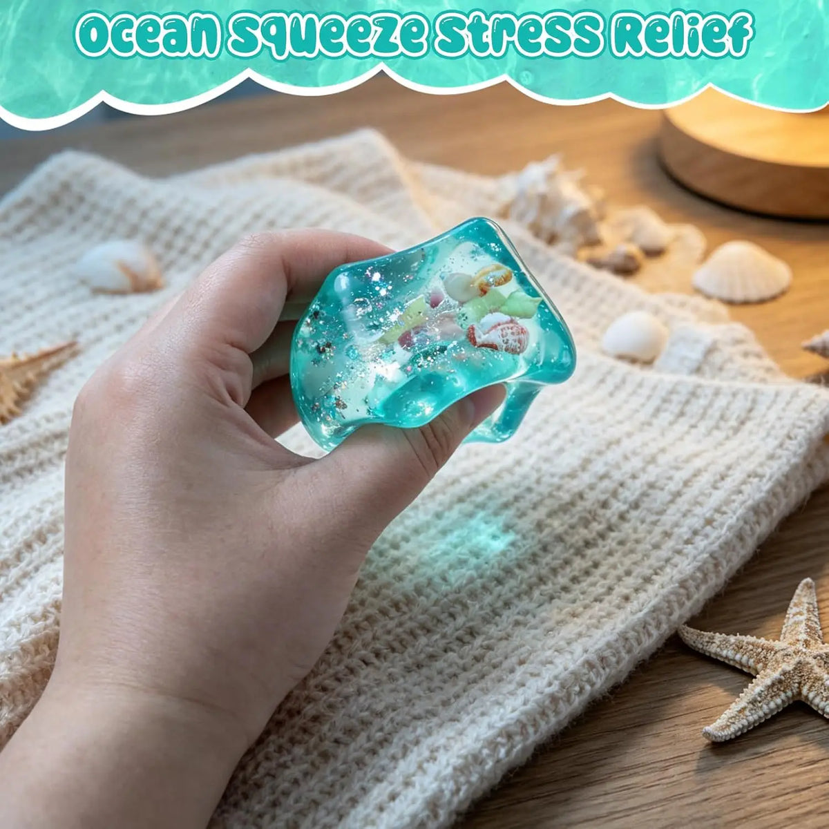 Ice Cube Stress Ball Soft Squeeze Marine Shell Squishy Sensory Toy Slow Rising for Adults Anxiety Relief