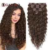12A Grade Water Wave Clip-In Hair Extensions, 100% Human Hair Remy 7-Piece Set, 14-24 Inch Wet Wavy Hairpieces