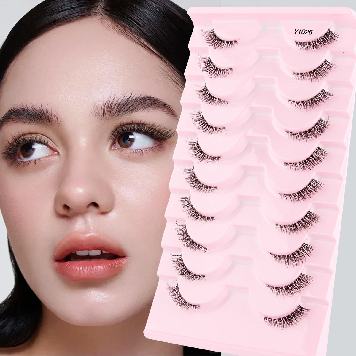 Natural half false eyelashes, 5 or 10 pairs, designed for effortless beauty-enhancing eye makeup