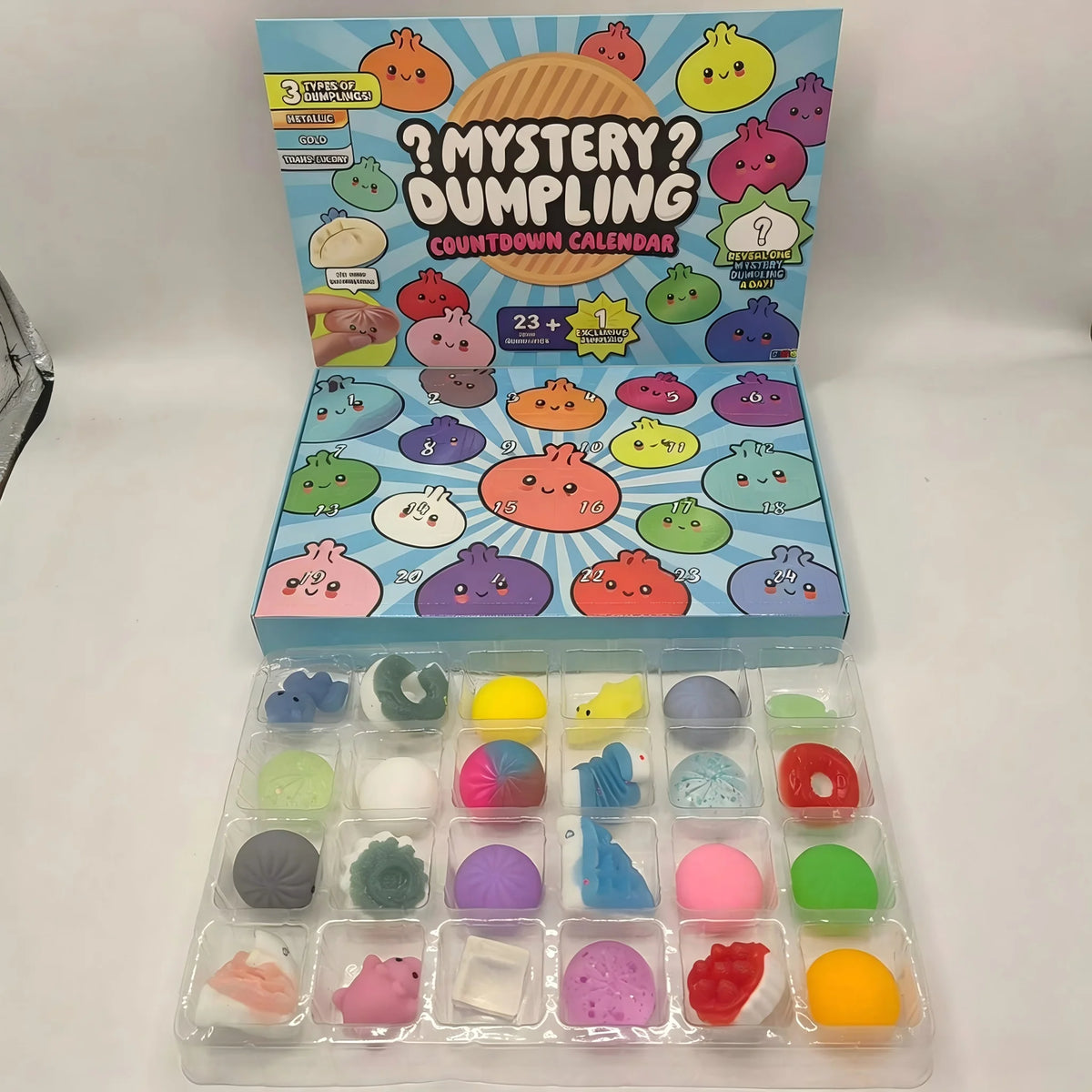 24-day Christmas advent calendar with cute dumpling bun squishy blind box fidget toys by HSF Marketplace