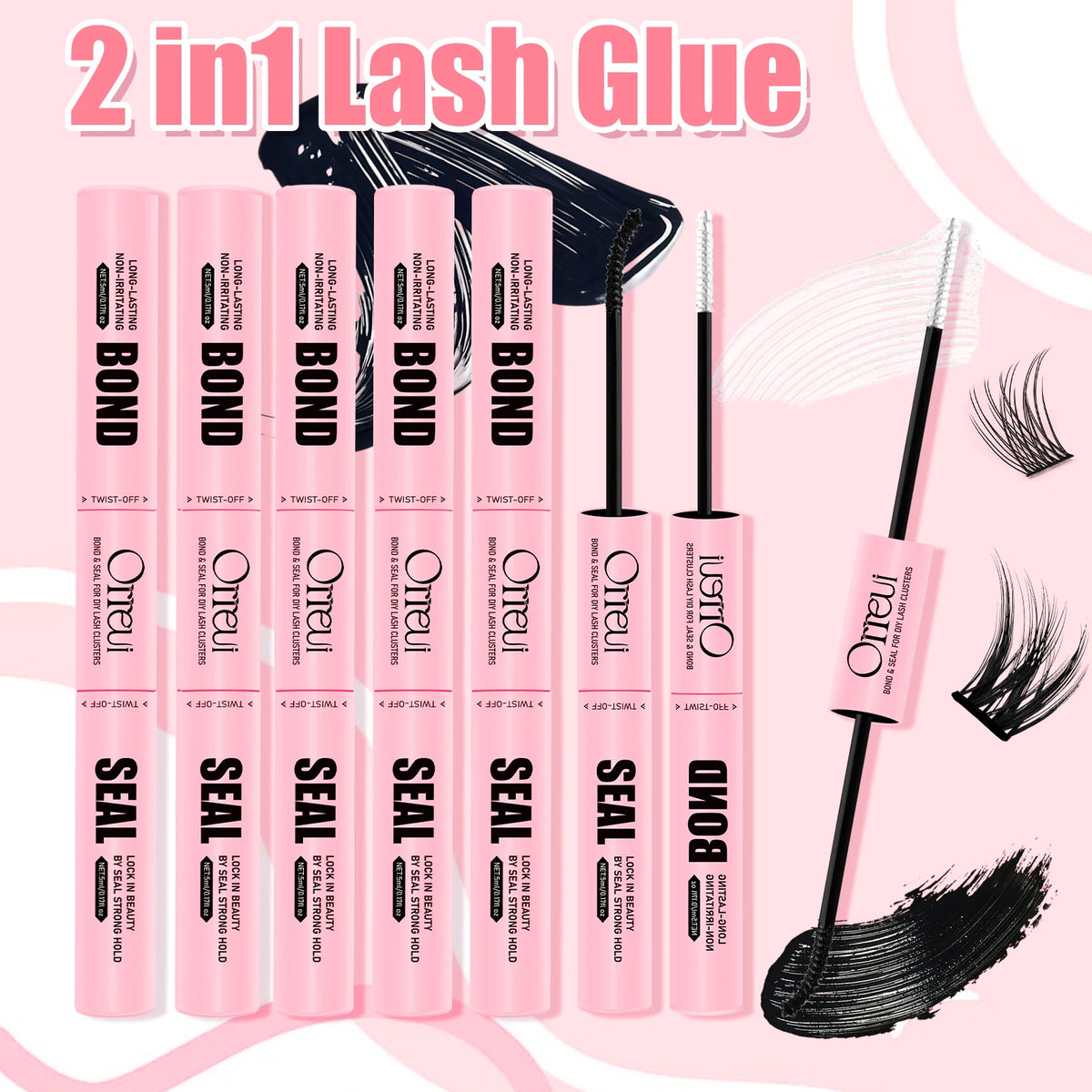 10ml Cluster Lash Glue Waterproof Sweatproof Black Eyelash Adhesive Quick-Dry Clusters Hold up to 72 Hours