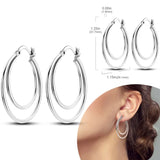 925 sterling silver hoop earrings with zirconia accents, hypoallergenic jewelry for women and girls