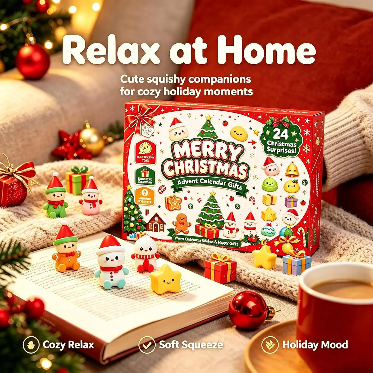 2026 dumpling squishy advent calendar with 24 mini sensory toy figures and holiday countdown compartments