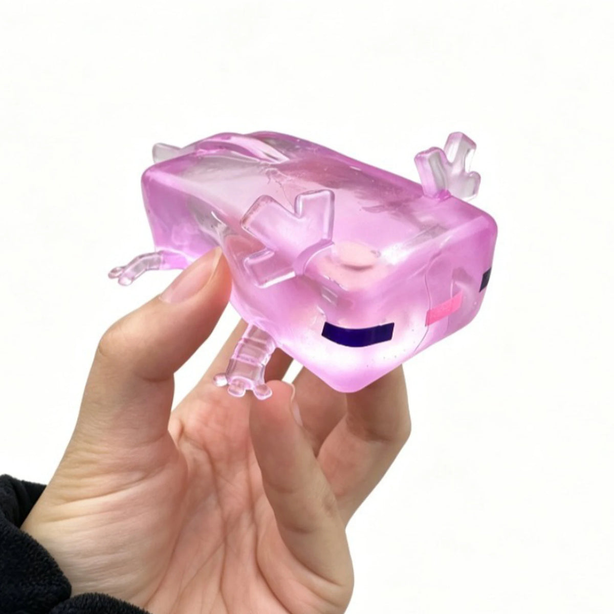 Transparent Cube Axolotl Squishy Toy Maltose Jelly Salamander Fidget Squeeze Slow‑Rising Stress Relief Sensory Vent Toy