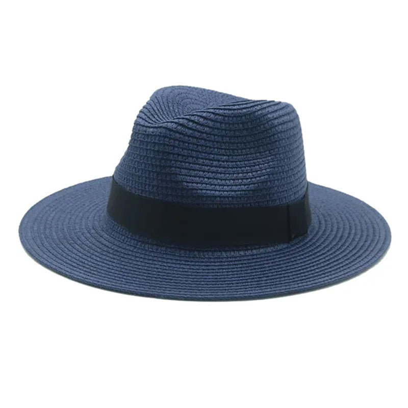 Black ribbon Panama straw hat for women, offering spring and summer sun protection