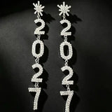 Red white blue rhinestone snowflake dangle earrings for women by HSF Marketplace