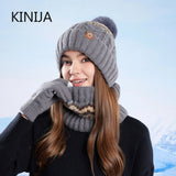 Women's warm knitted beanie cap and scarf set for winter by HSF Marketplace