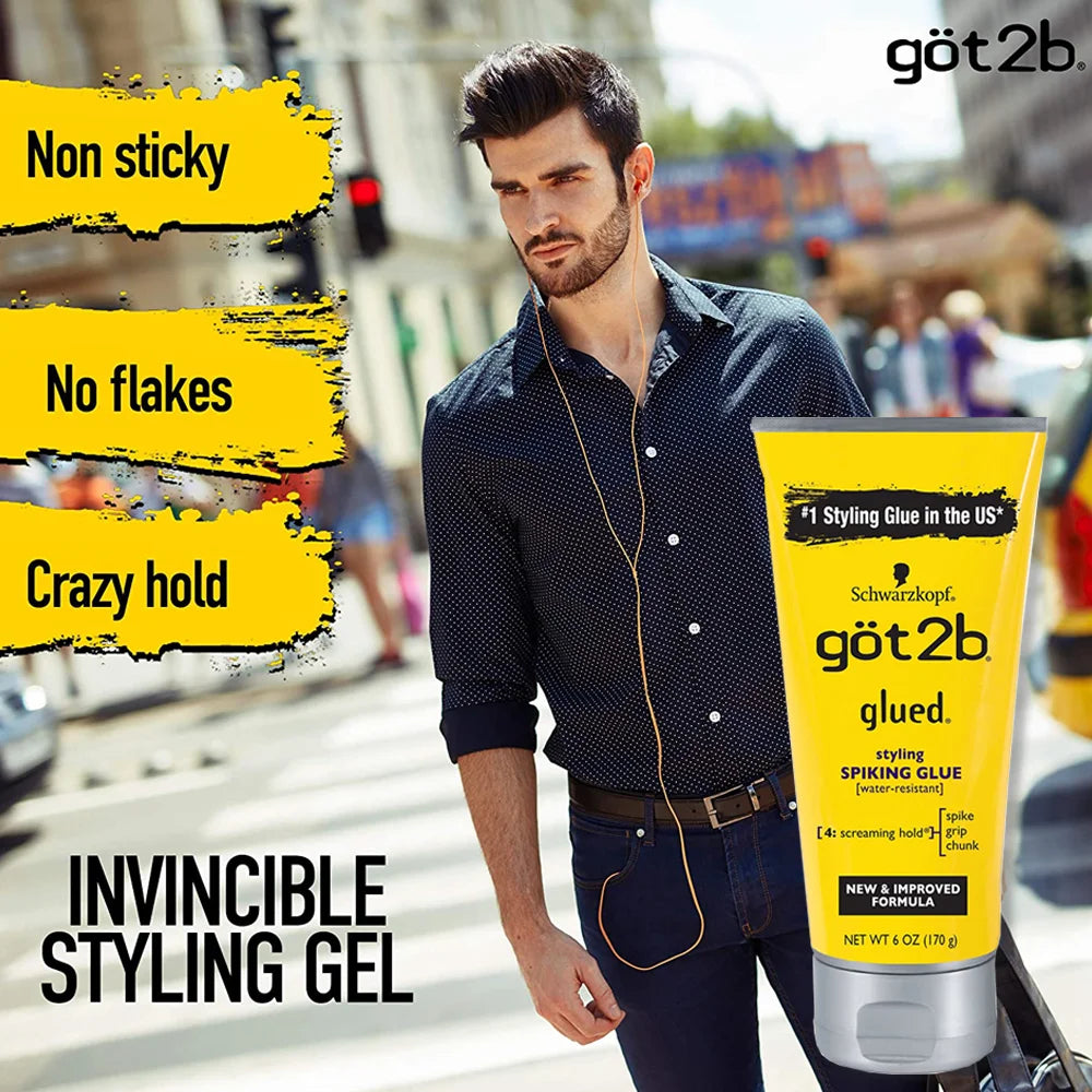Got2b Glued Spiking Glue Hair Gel Water Invisible Resistant Strong Hold For Wig Adhesives Dege Control Gel For Screaming Hold