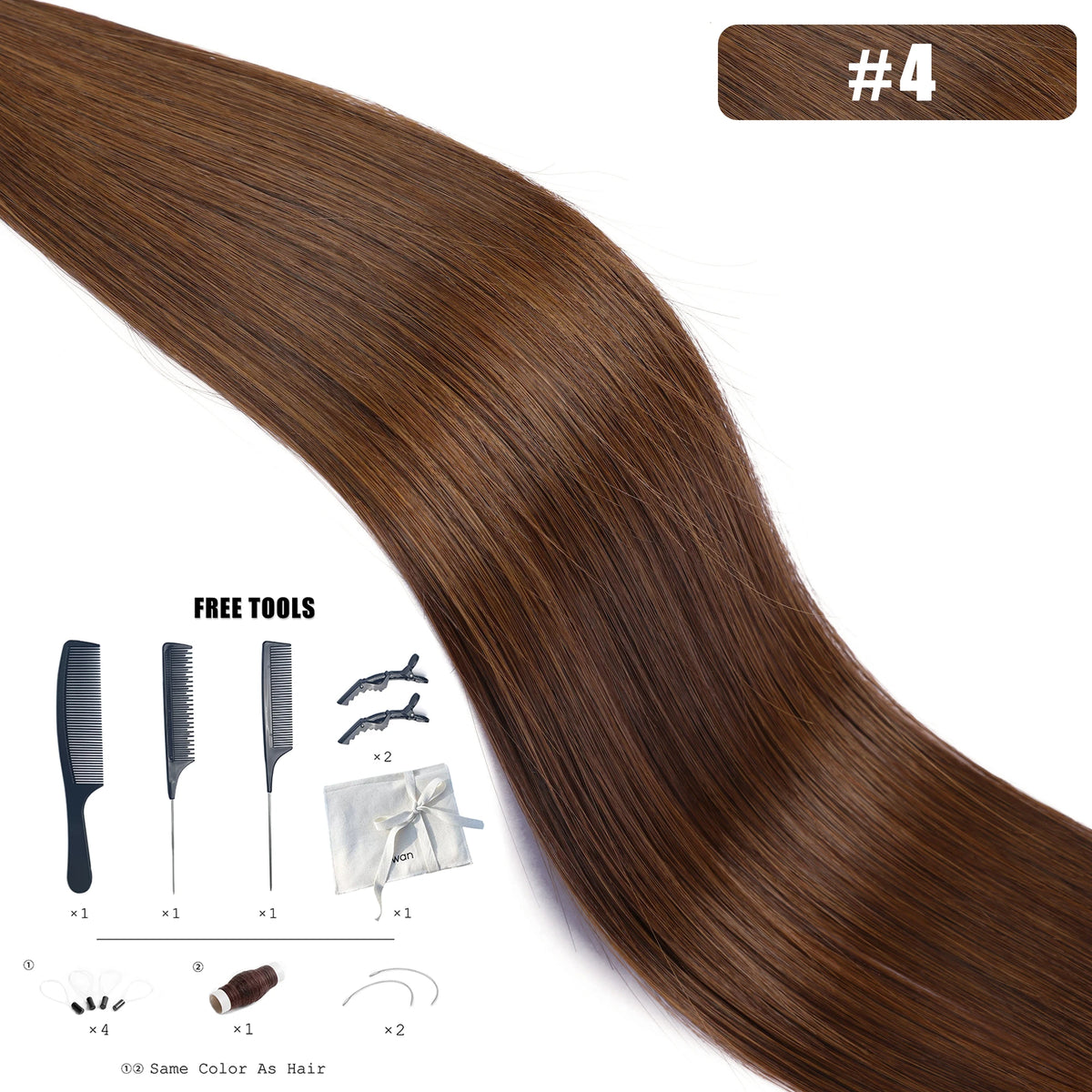 Kiikiigirl PU clip-in hair extensions, 100% Remy human hair seamless weft for women