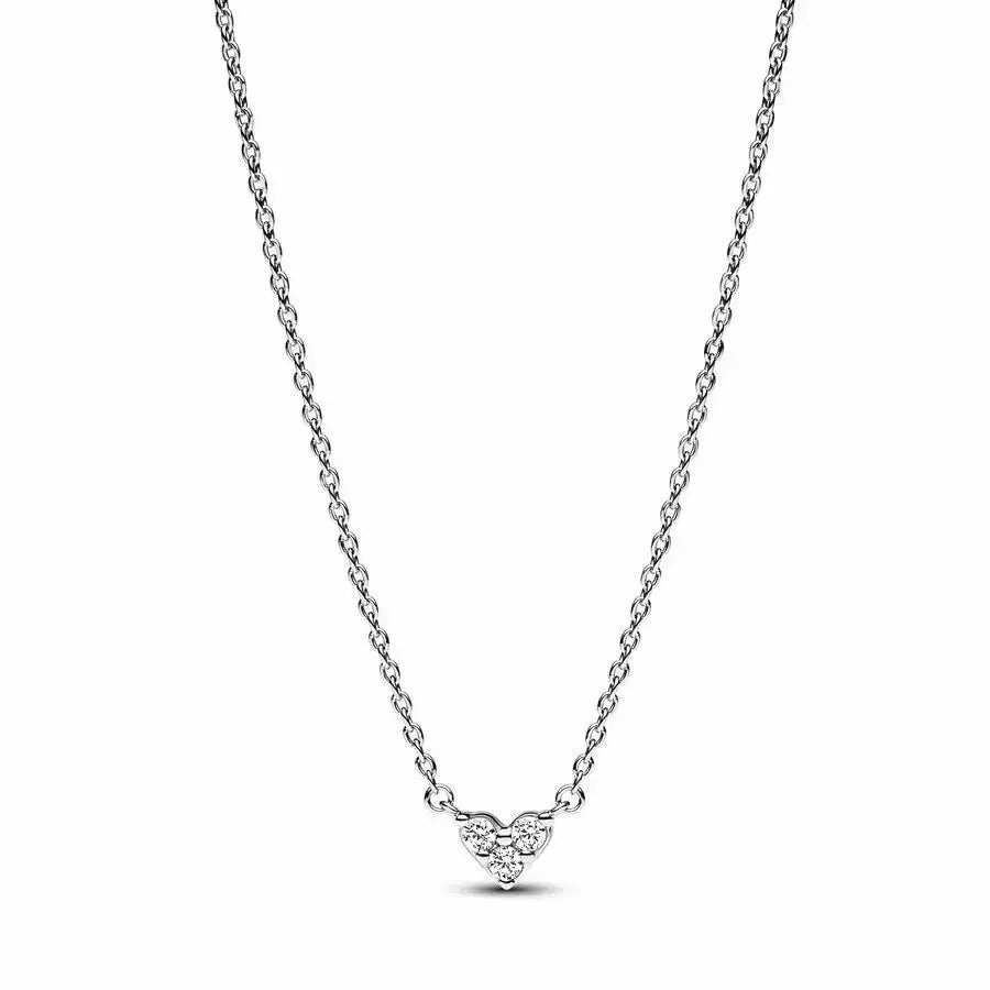 S925 silver heart pendant necklace with zircon circle charm, perfect for women's jewelry and DIY bead charm accessories.
