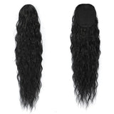 HSF Marketplace 26-inch ombre brown blonde curly drawstring ponytail clip, 180g synthetic heat-resistant hair
