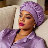 Satin sleep bonnet for women by HSF Marketplace, fashionable wide brim for hair protection