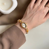 New Colored Gemstones Ladies Watch Elegant Luxury Quartz Watch Gift Oval Wristwatch