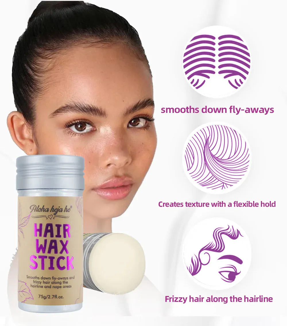 Hair Wax Stick for Flyaways Frizzy Hair, Non-Greasy Edge Control Hair Smoothing Stick, Tame Baby Hairs Broken Hair for Hairline Nape Temples, Natural Hold No White Residue, Portable Mess-Free Hair Styling Wax for Daily Travel